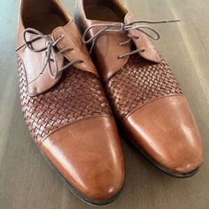 Taft Brown Woven Leather Derbys